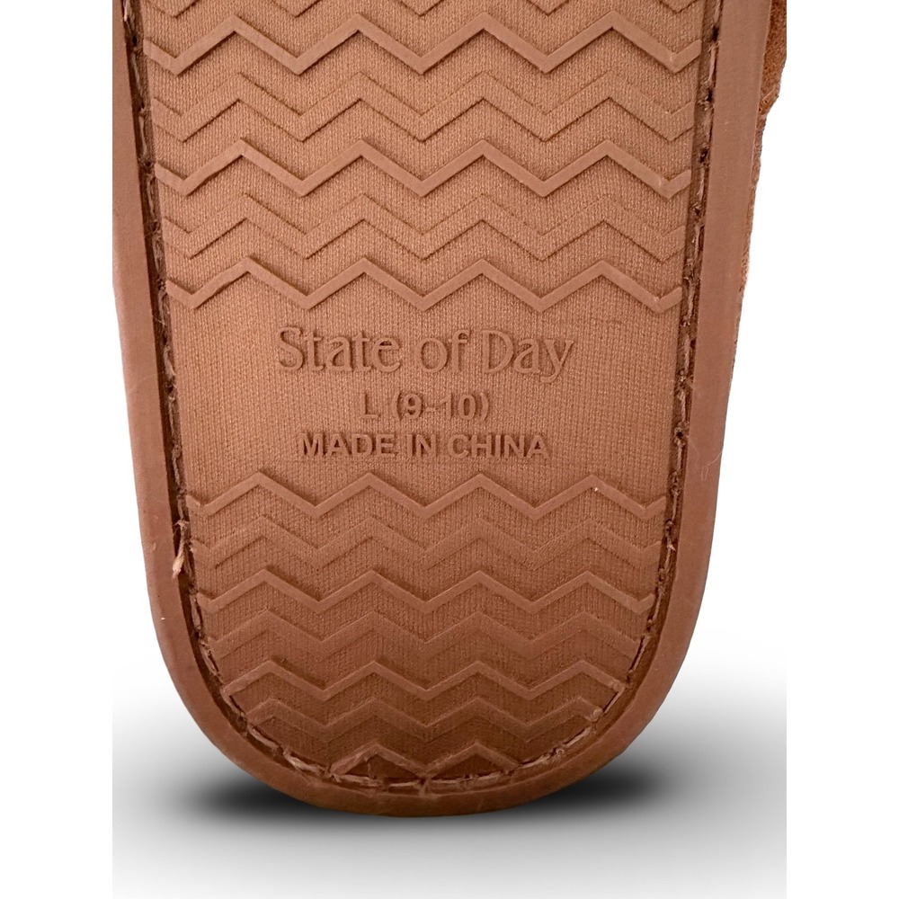 State of Day Womens Chestnut Faux Suede Fur Lined Scuff Slippers Sz Large 9-10 - Picture 2 of 12